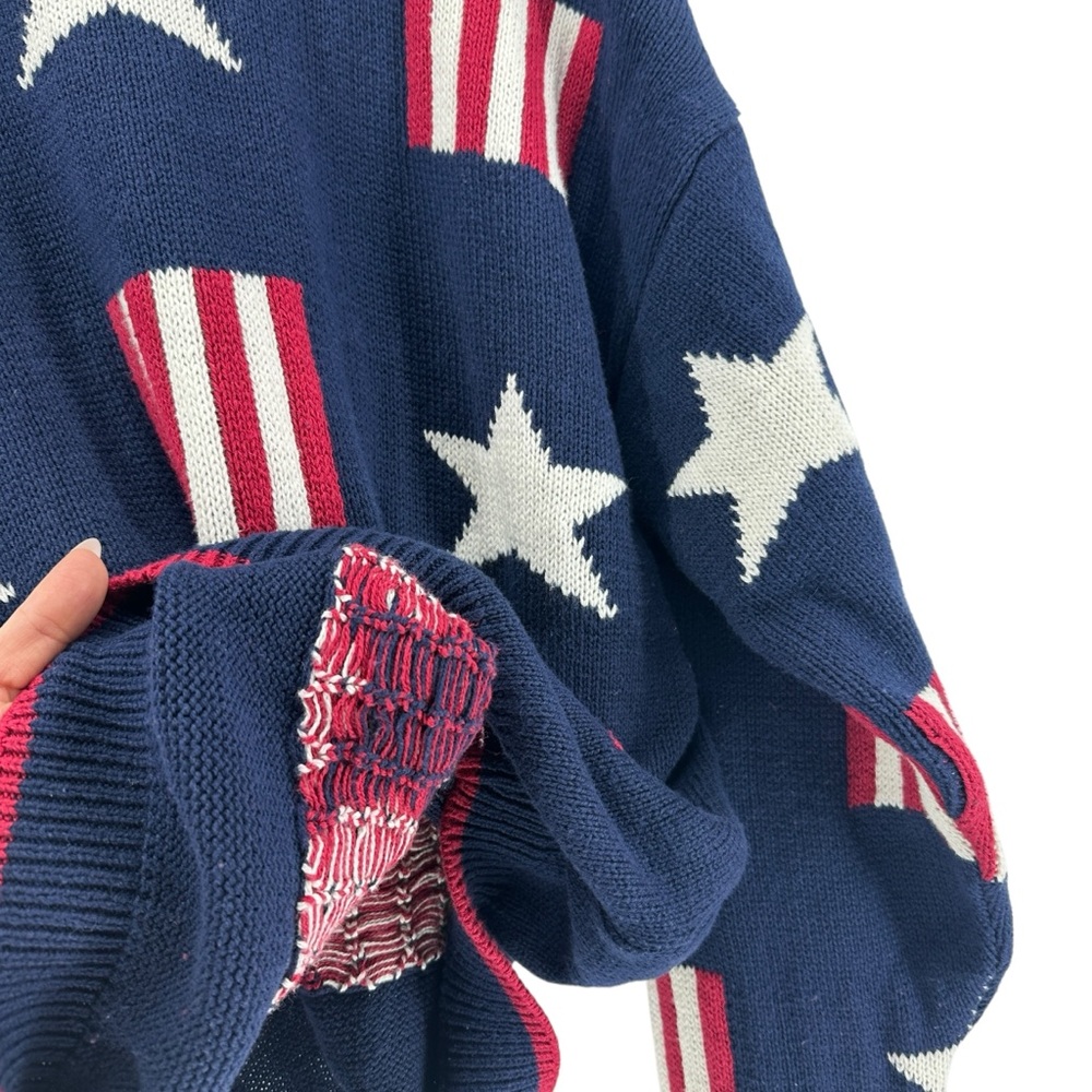VINTAGE 90s Stars and Stripes St. Johns Bay Knit Sweater Oversized - Picture 8 of 9
